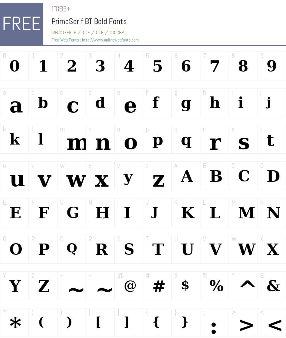 PrimaSerif BT Font Screenshots