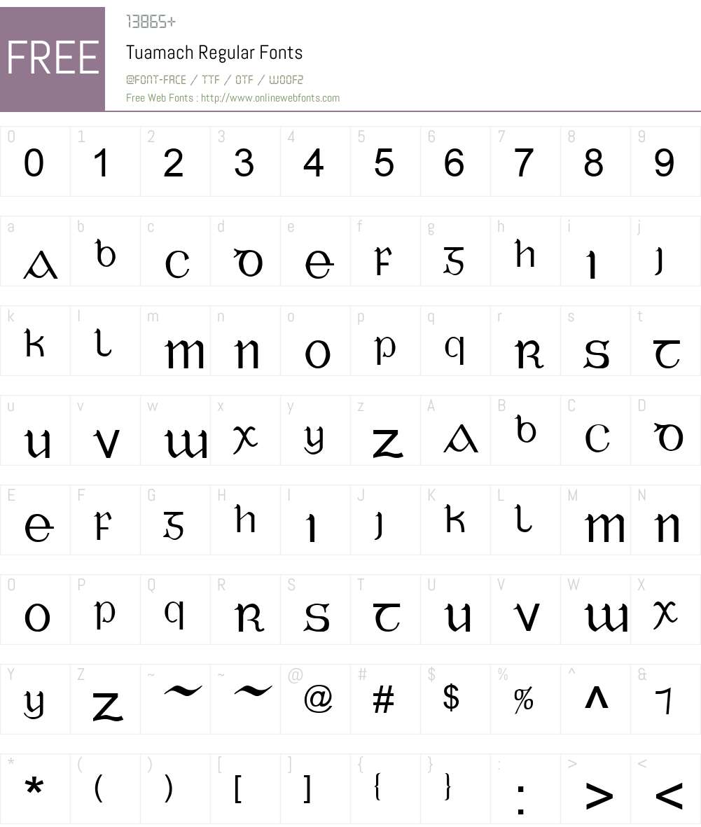 Tuamach Font Screenshots