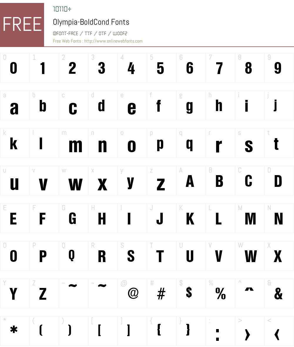 Olympia-BoldCond Font Screenshots