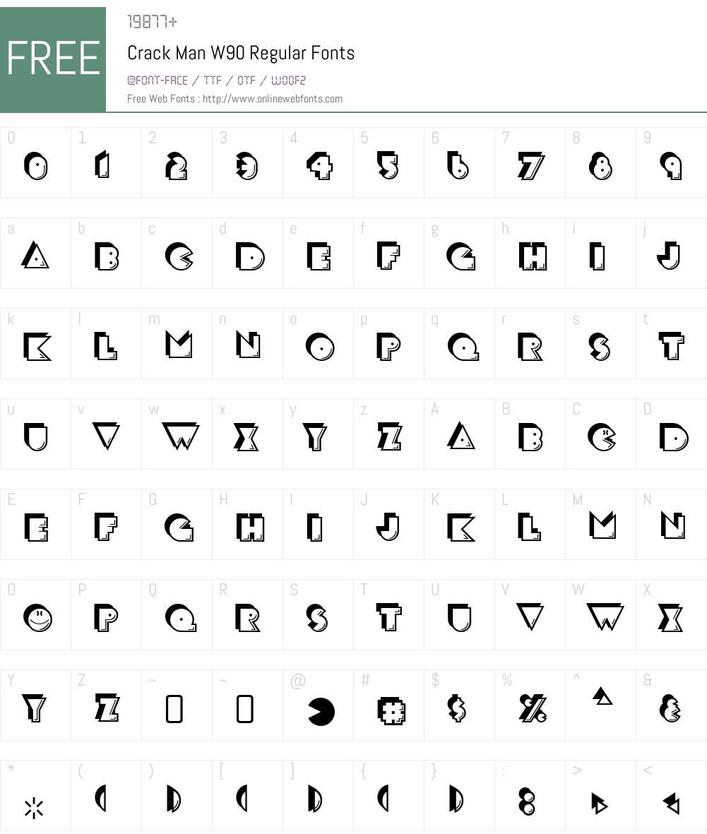 CrackManW90-Regular Font Screenshots