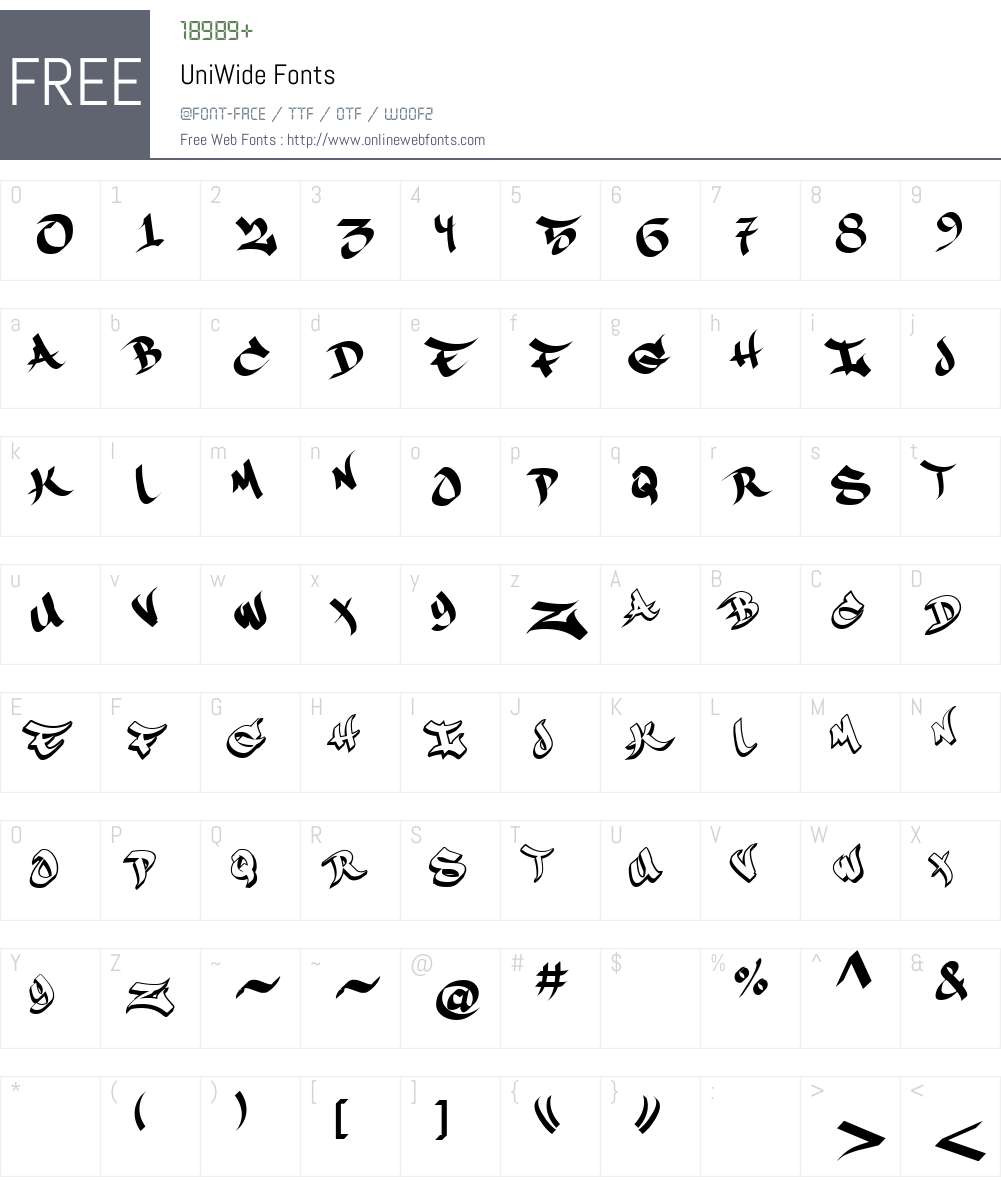 UniWide Font Screenshots