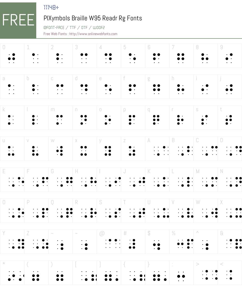 PIXymbolsBrailleW95-ReadrRg Font Screenshots