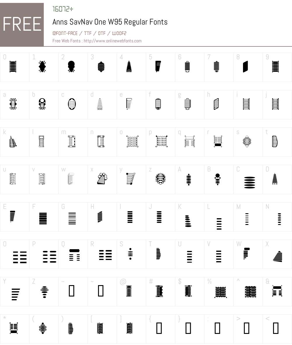 Ann's SavNav One Font Screenshots