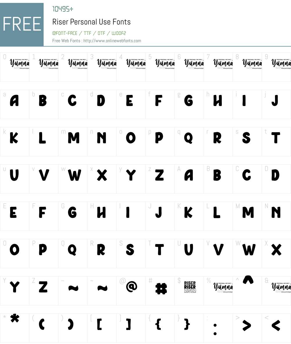 Riser Personal Use 1.00;June 21, 2022;FontCreator 13.0.0.2683 64-bit ...