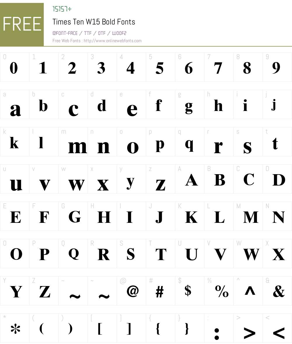 TimesTenW15-Bold Font Screenshots