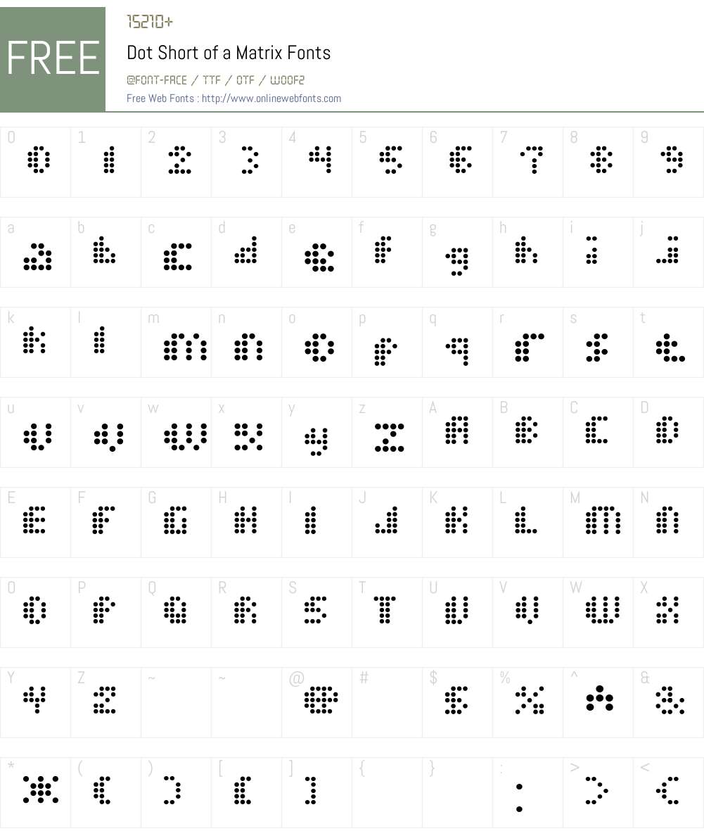 Dot Short of a Matrix Font Screenshots