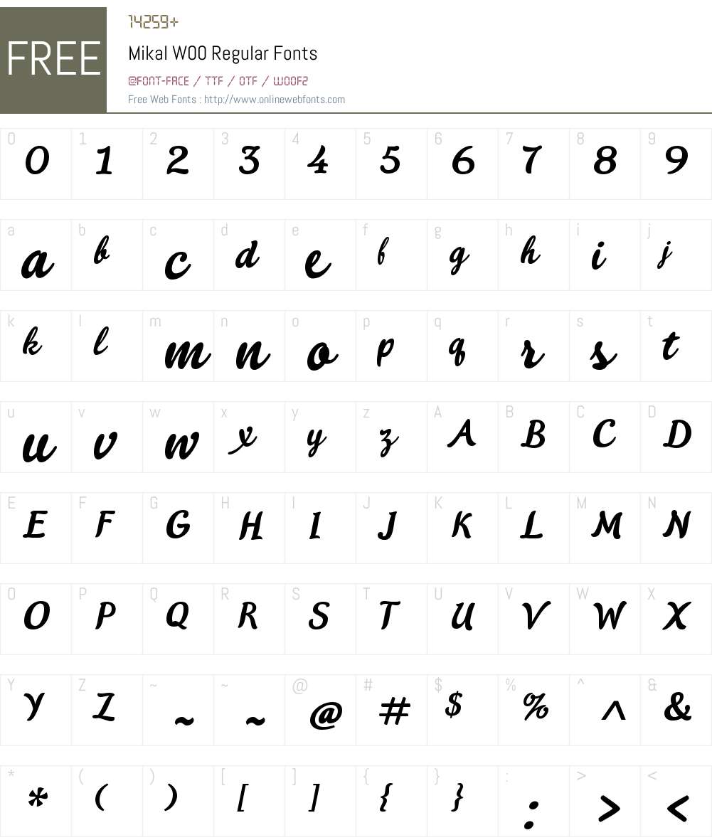 MikalW00-Regular Font Screenshots