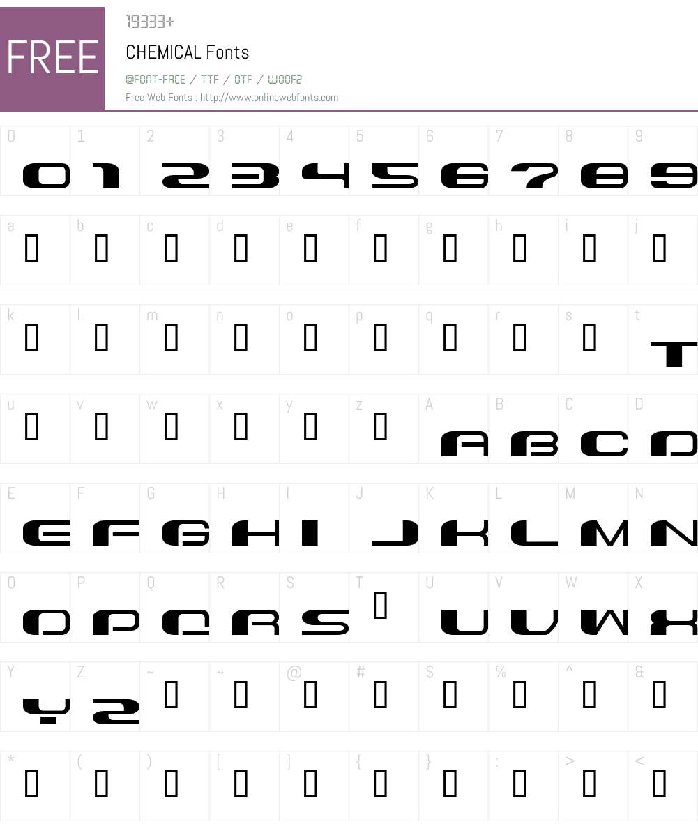 CHEMICAL Font Screenshots