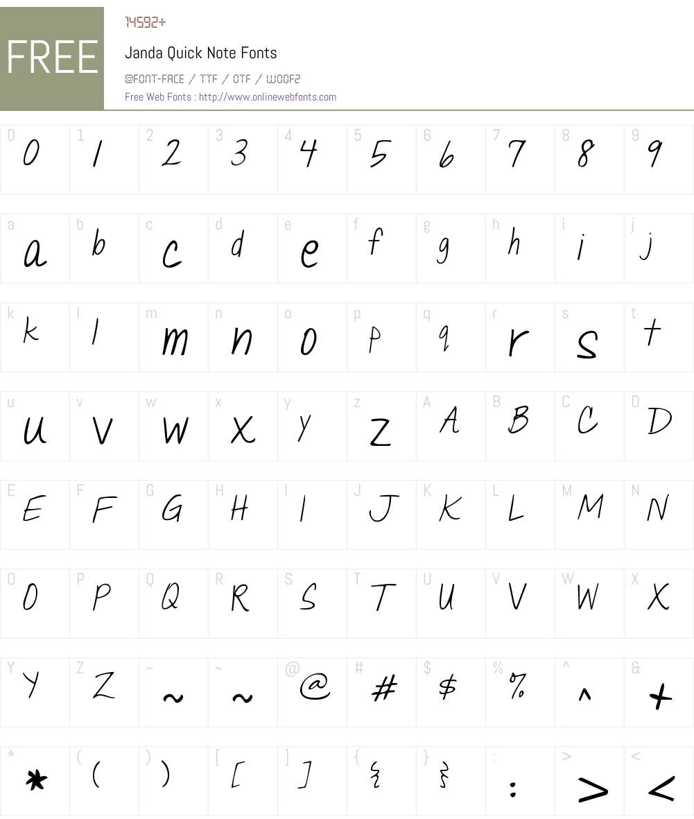 Janda Quick Note Font Screenshots