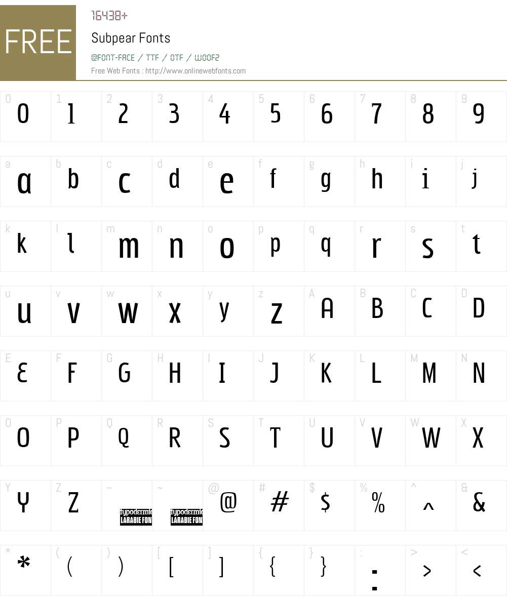 Subpear Font Screenshots
