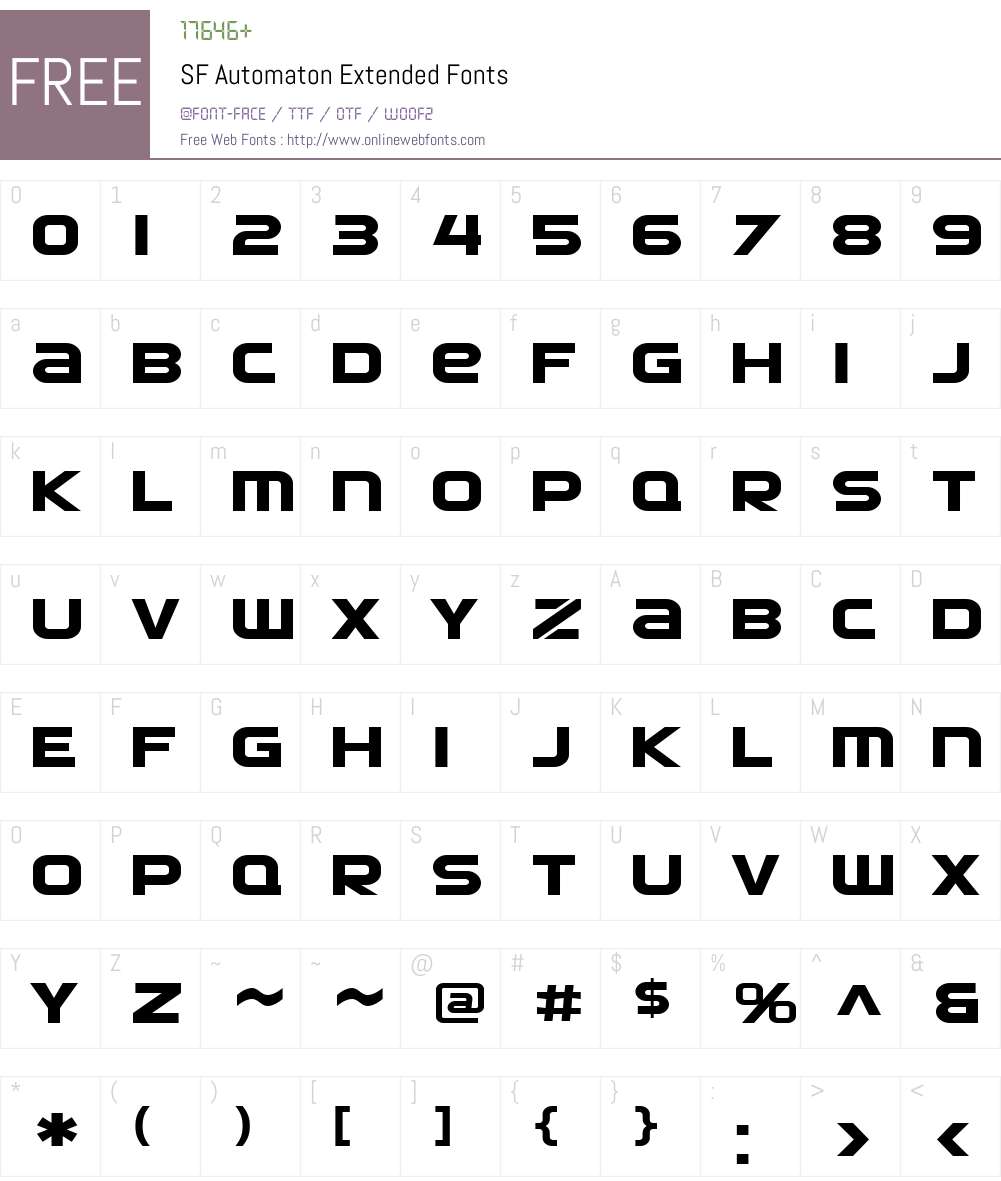 SF Automaton Extended Font Screenshots