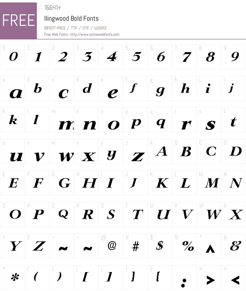 Ilingwood Font Screenshots