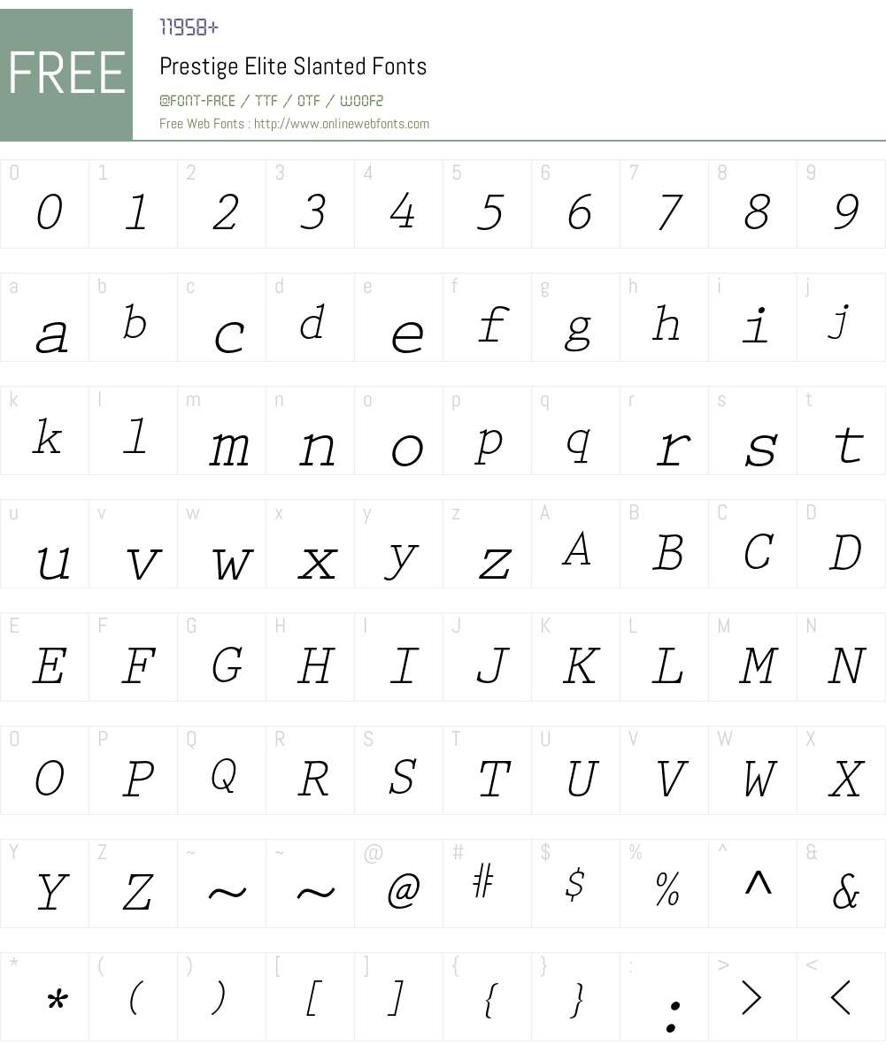 Prestige Elite Font Screenshots