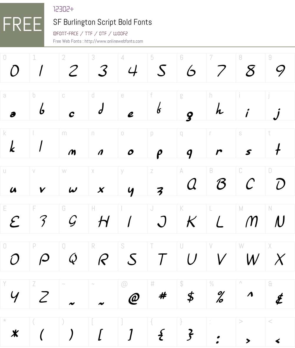 SF Burlington Script Font Screenshots