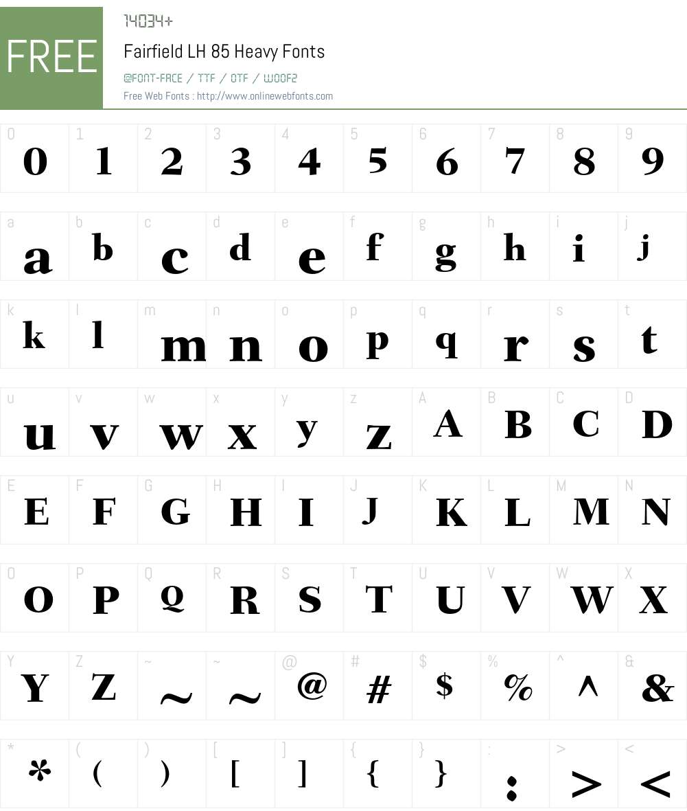 Fairfield LH Font Screenshots
