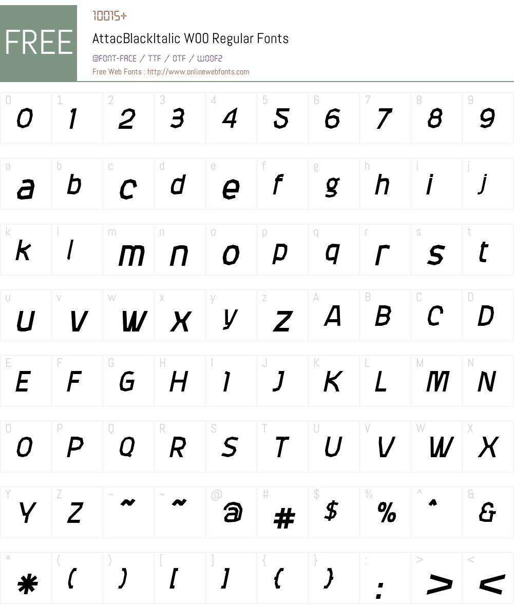 AttacBlackItalic Font Screenshots