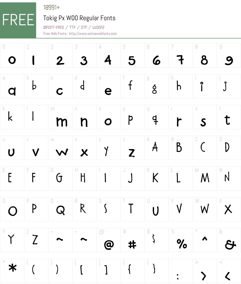 TokigPxW00-Regular Font Screenshots