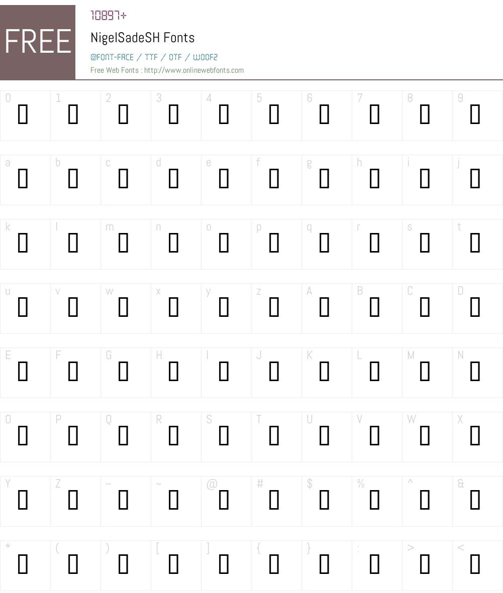 NigelSadeSH Font Screenshots