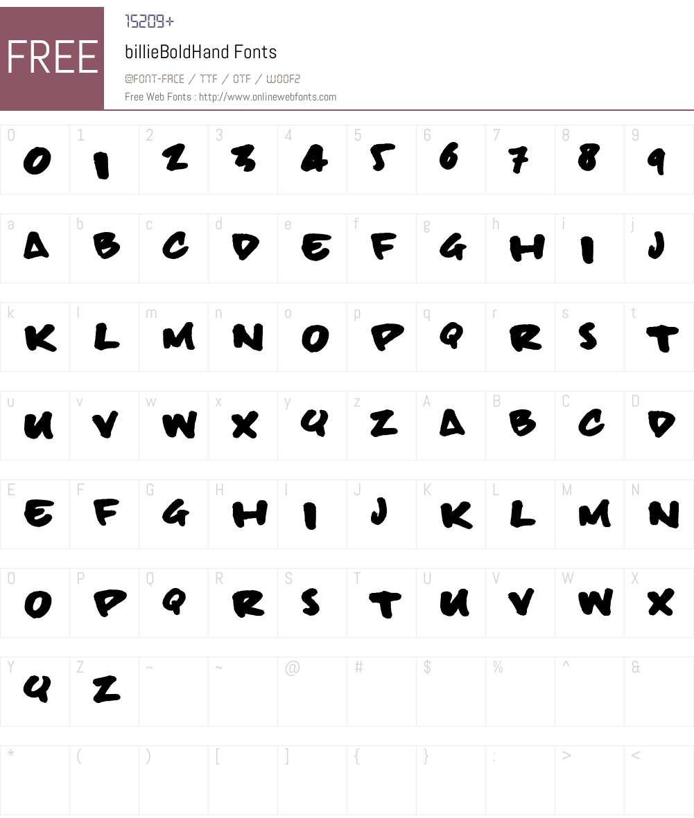 billieBoldHand Font Screenshots