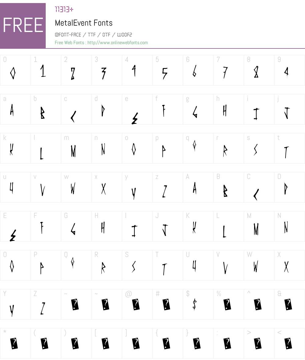 MetalEvent Font Screenshots