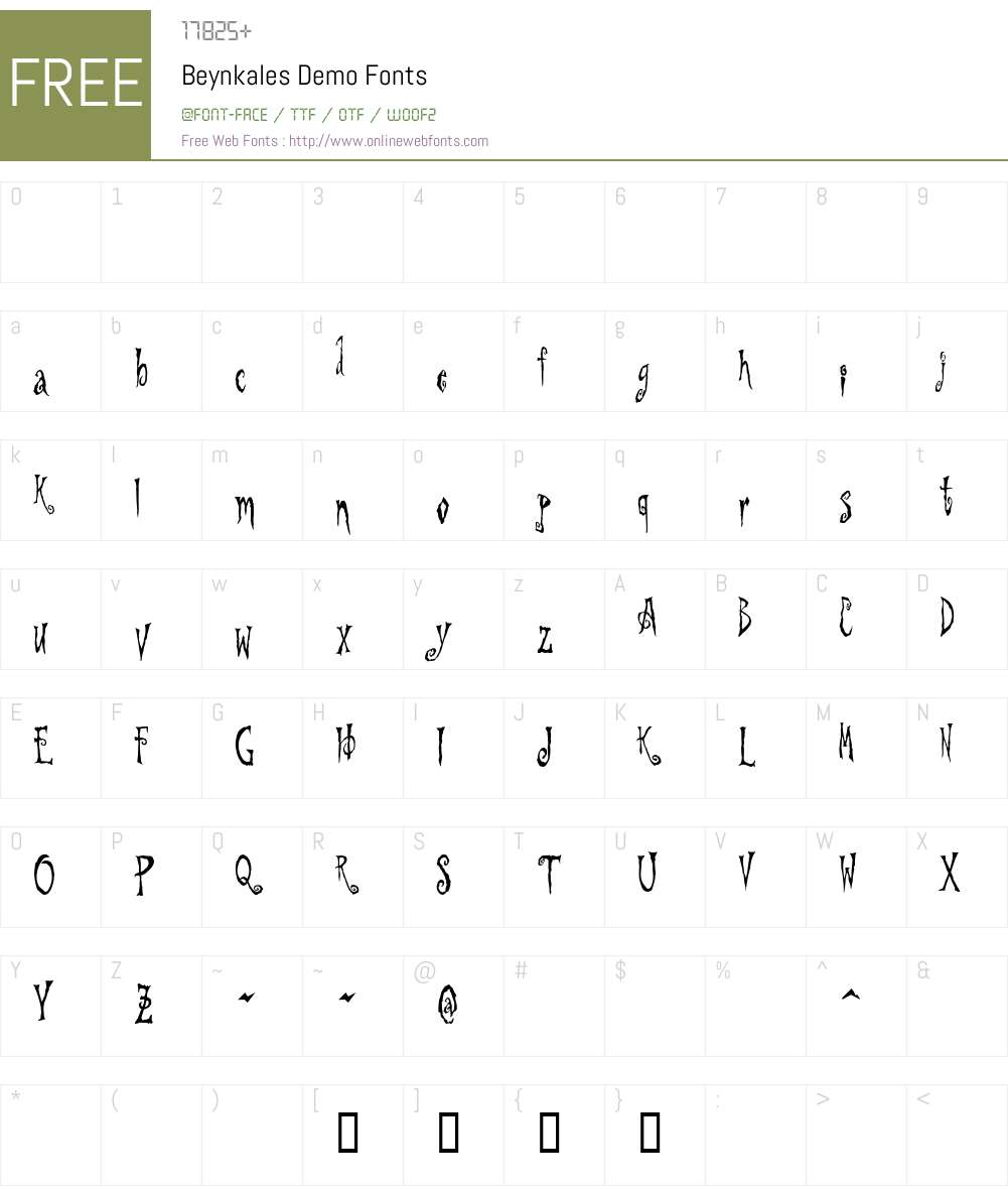 Beynkales Demo Font Screenshots