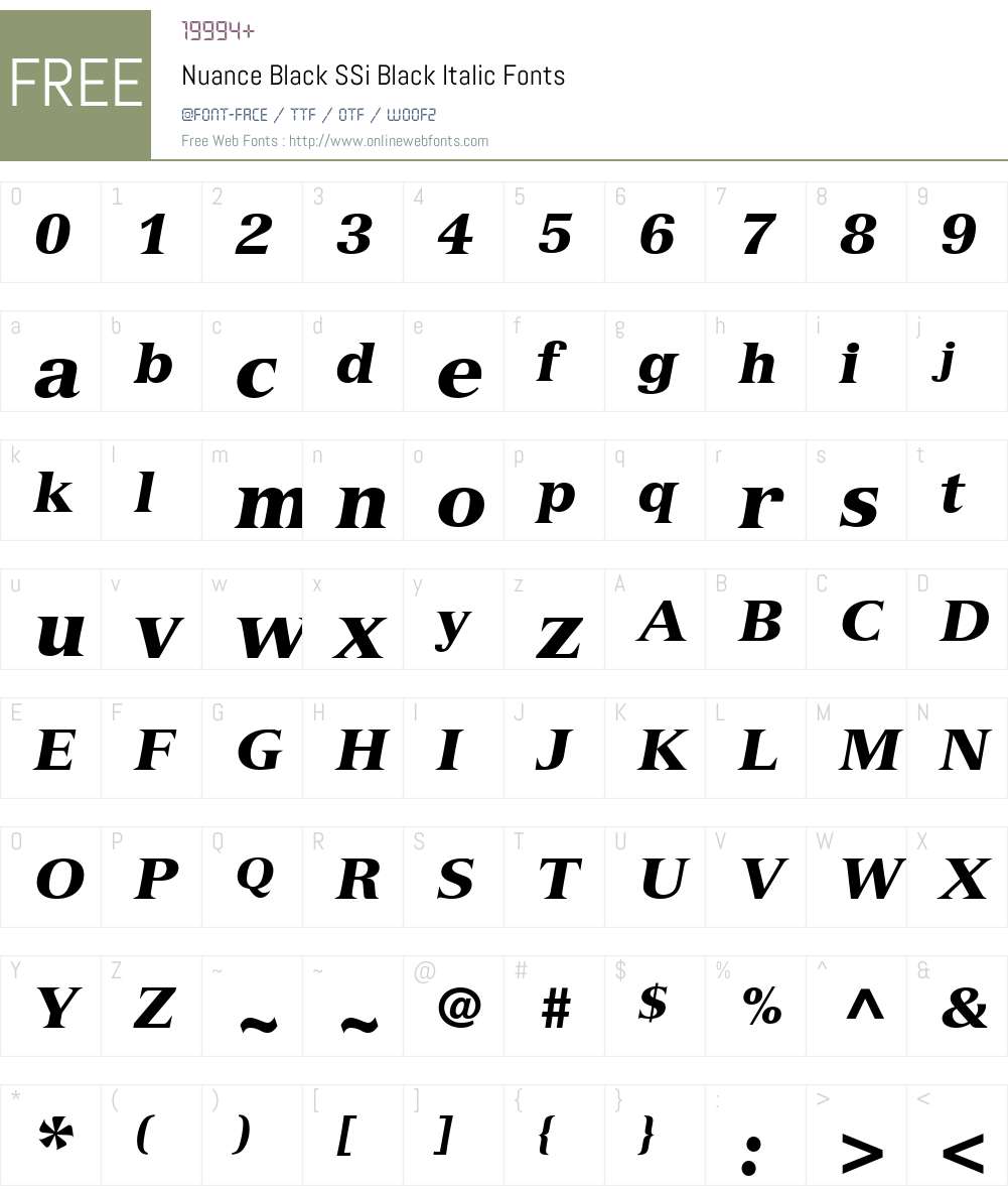 Nuance Black SSi Font Screenshots