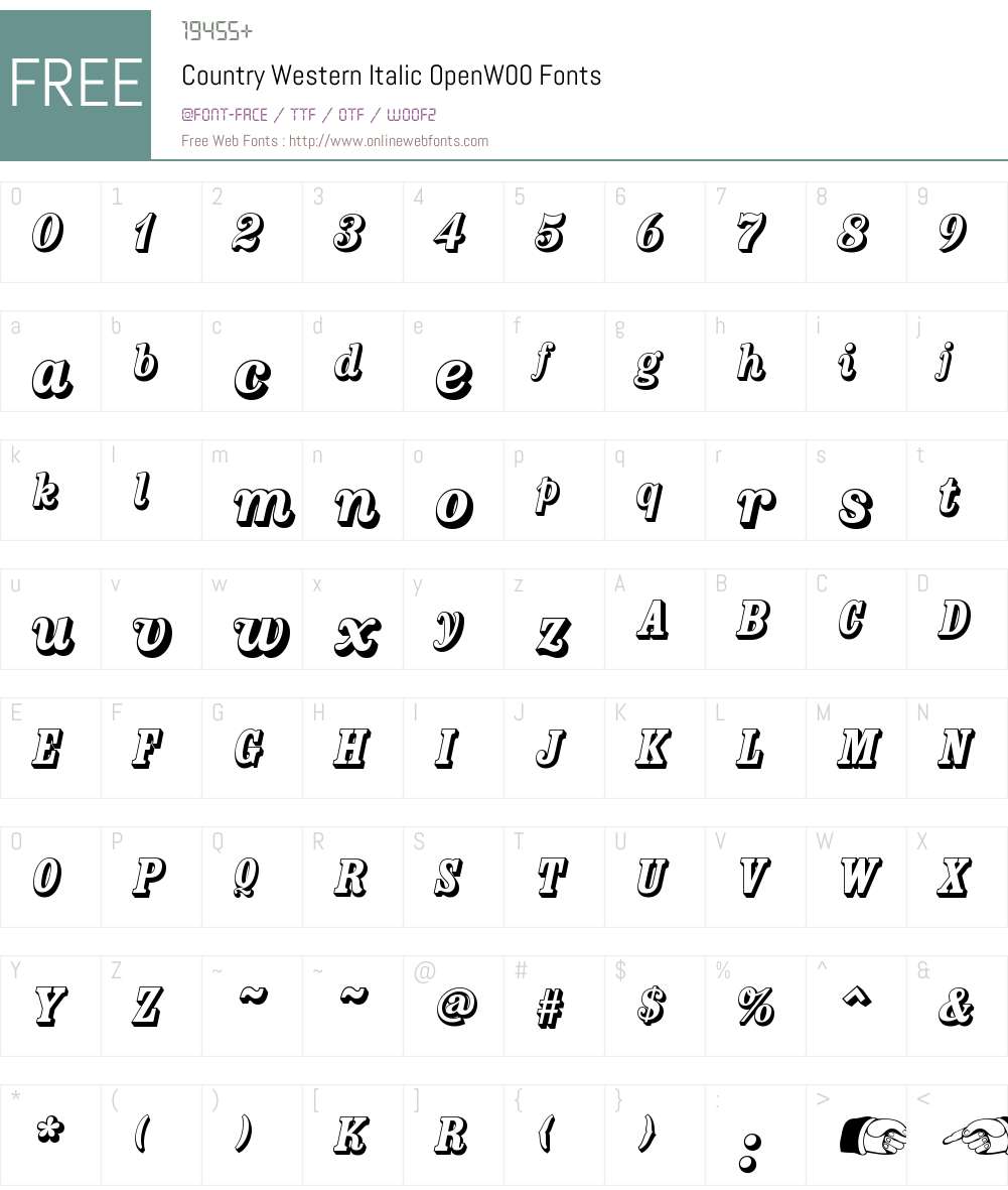 CountryWesternItalicOpenW00 Font Screenshots