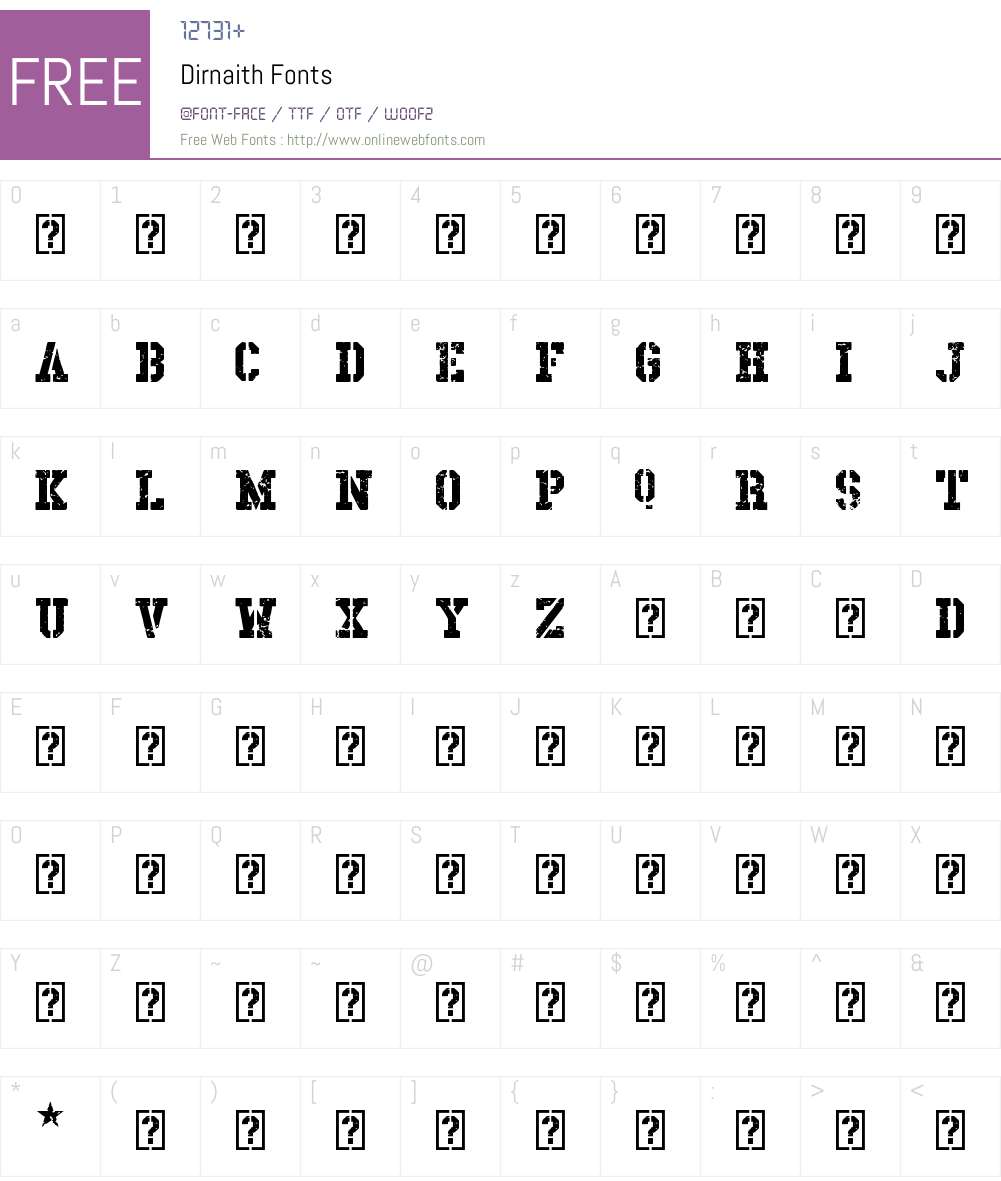 Dirnaith Font Screenshots