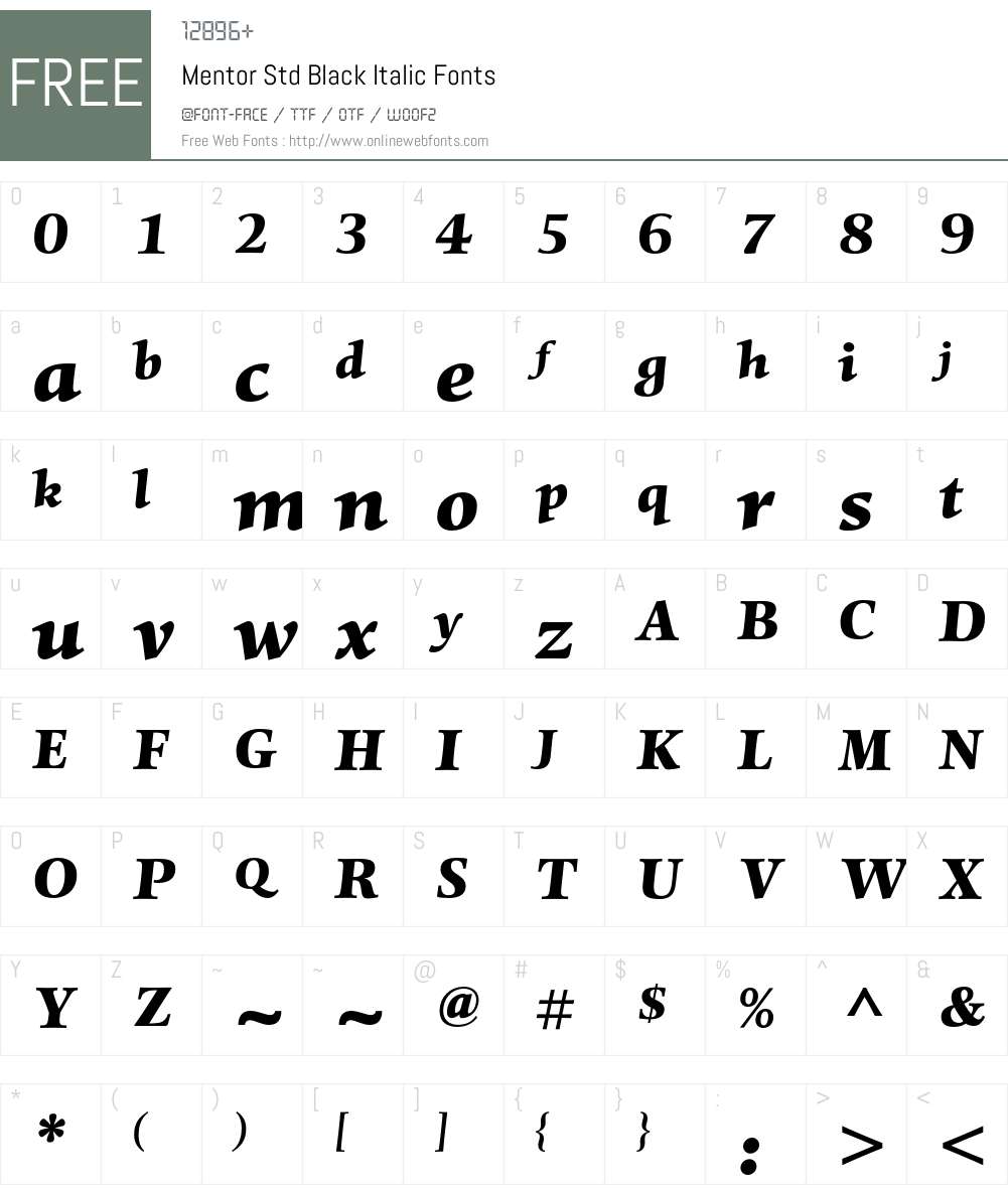 Mentor Std Font Screenshots