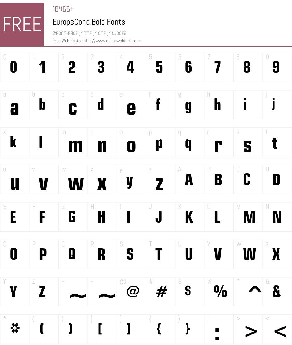 EuropeCond Font Screenshots