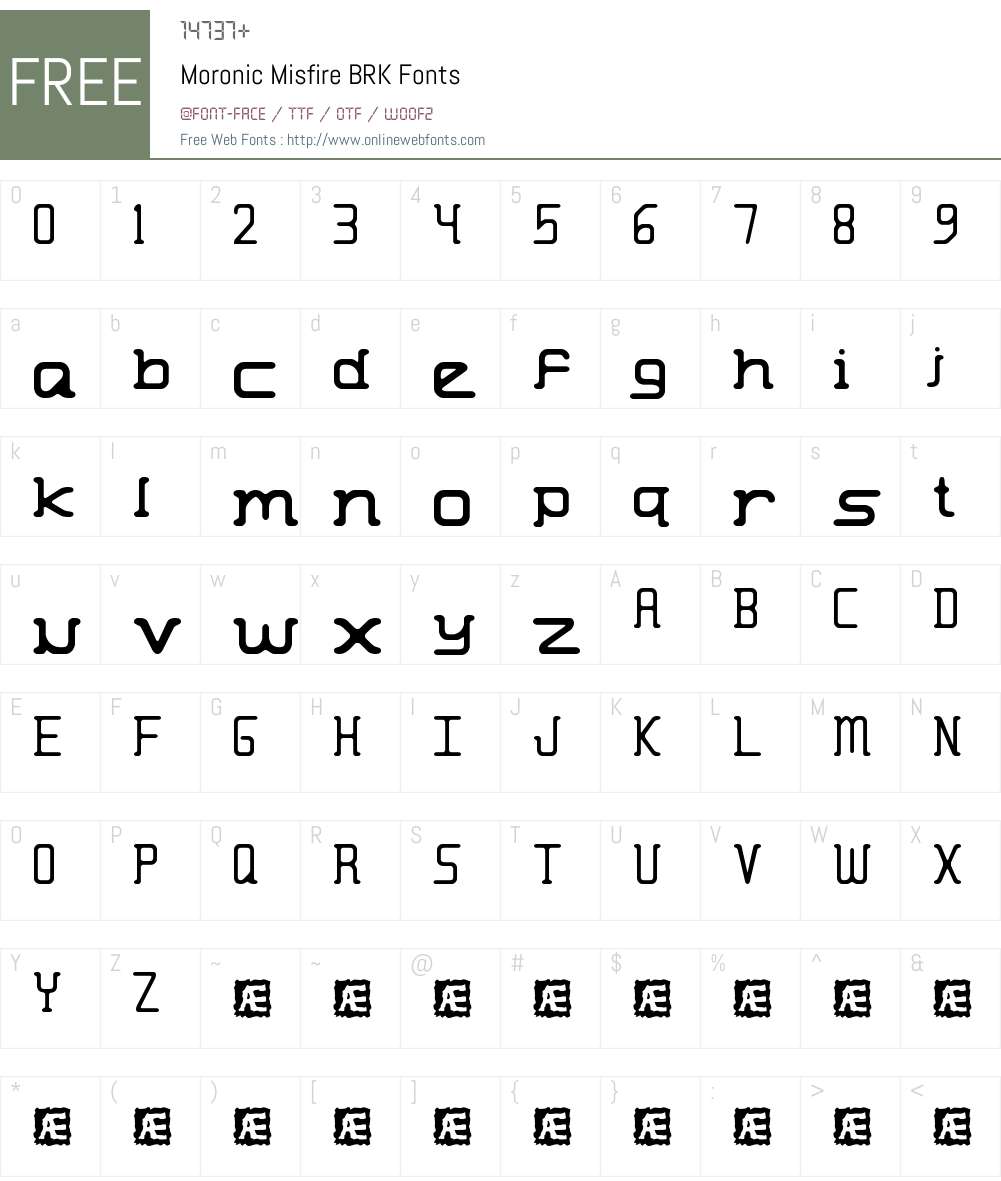 Moronic Misfire BRK Font Screenshots