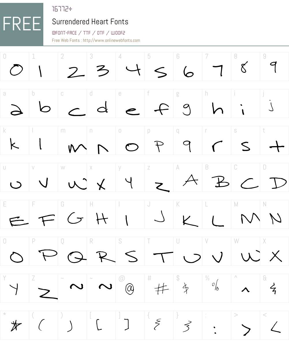 Surrendered Heart Font Screenshots