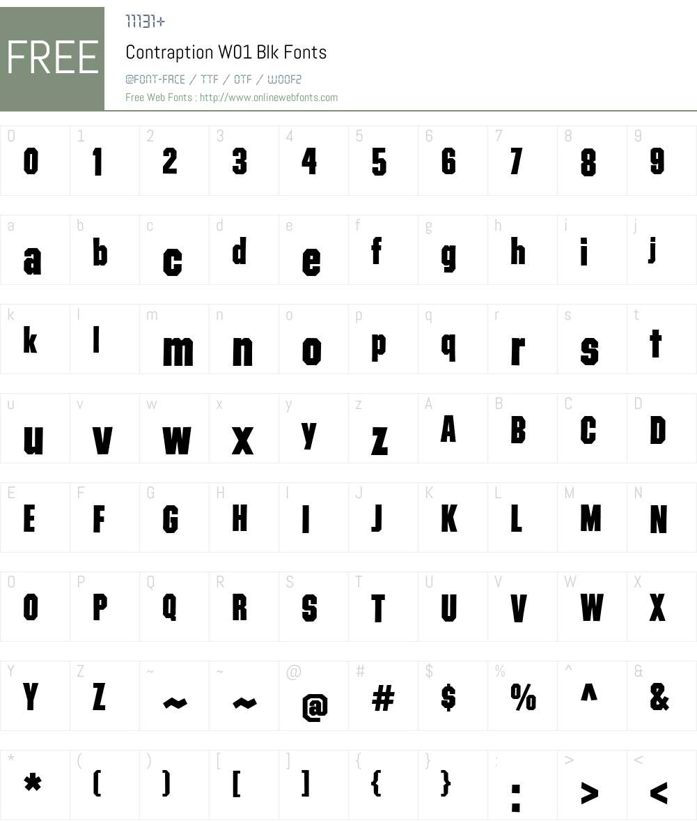 ContraptionW01-Blk Font Screenshots