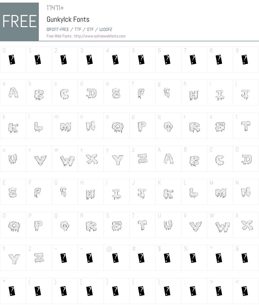 GunkyIck Font Screenshots