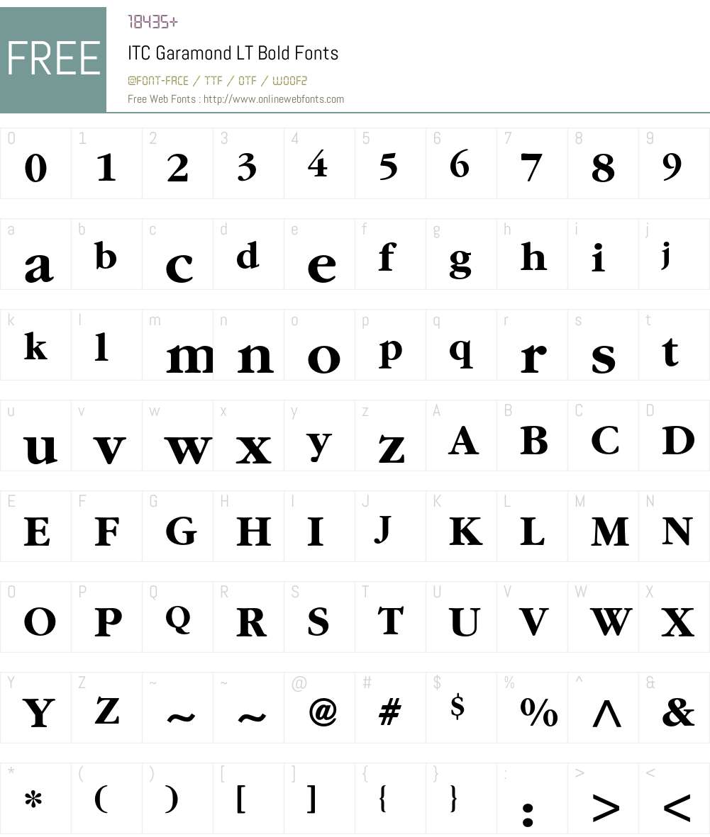 ITC Garamond LT Font Screenshots