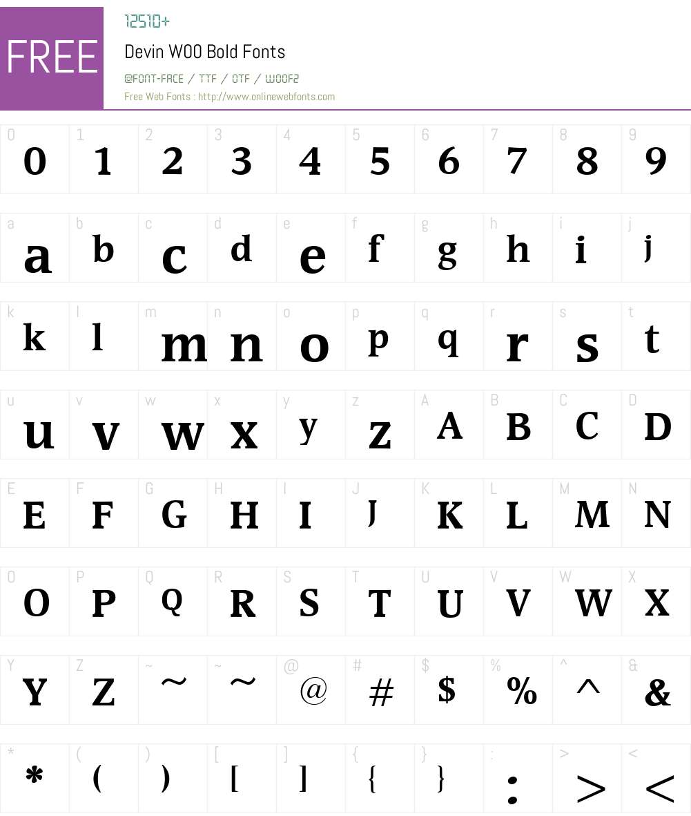 DevinW00-Bold Font Screenshots