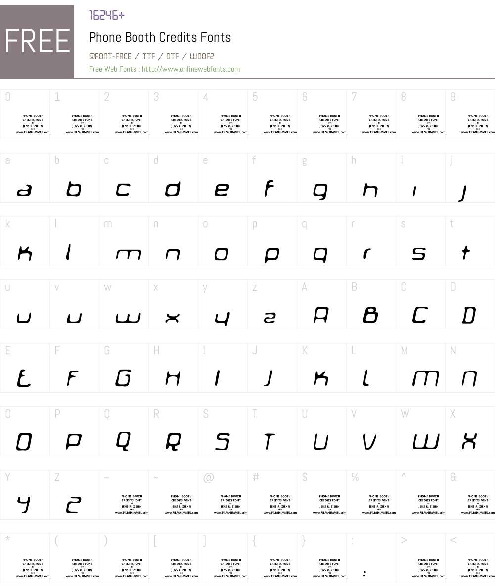Phone Booth Credits Font Screenshots