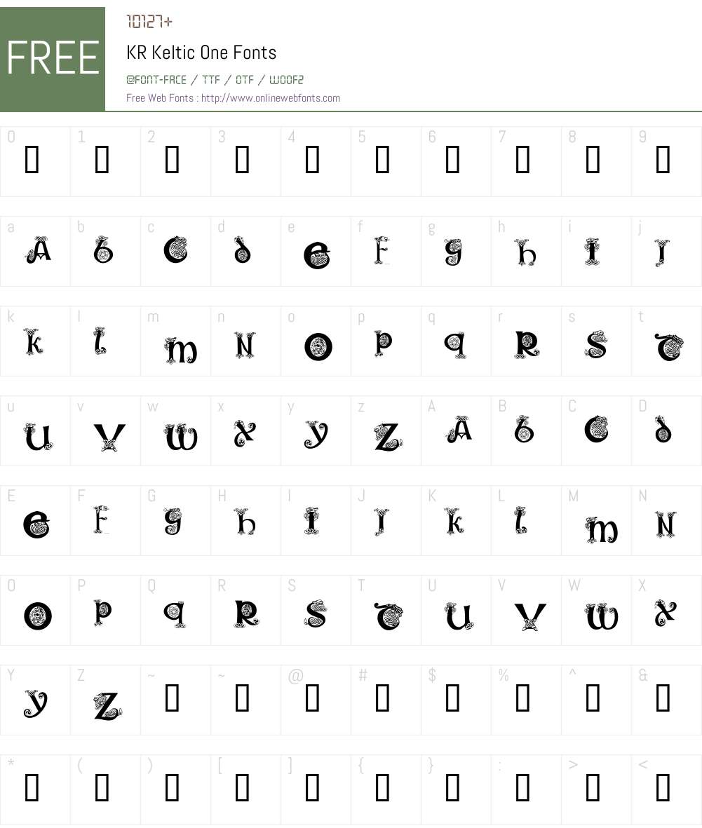 KR Keltic One Font Screenshots