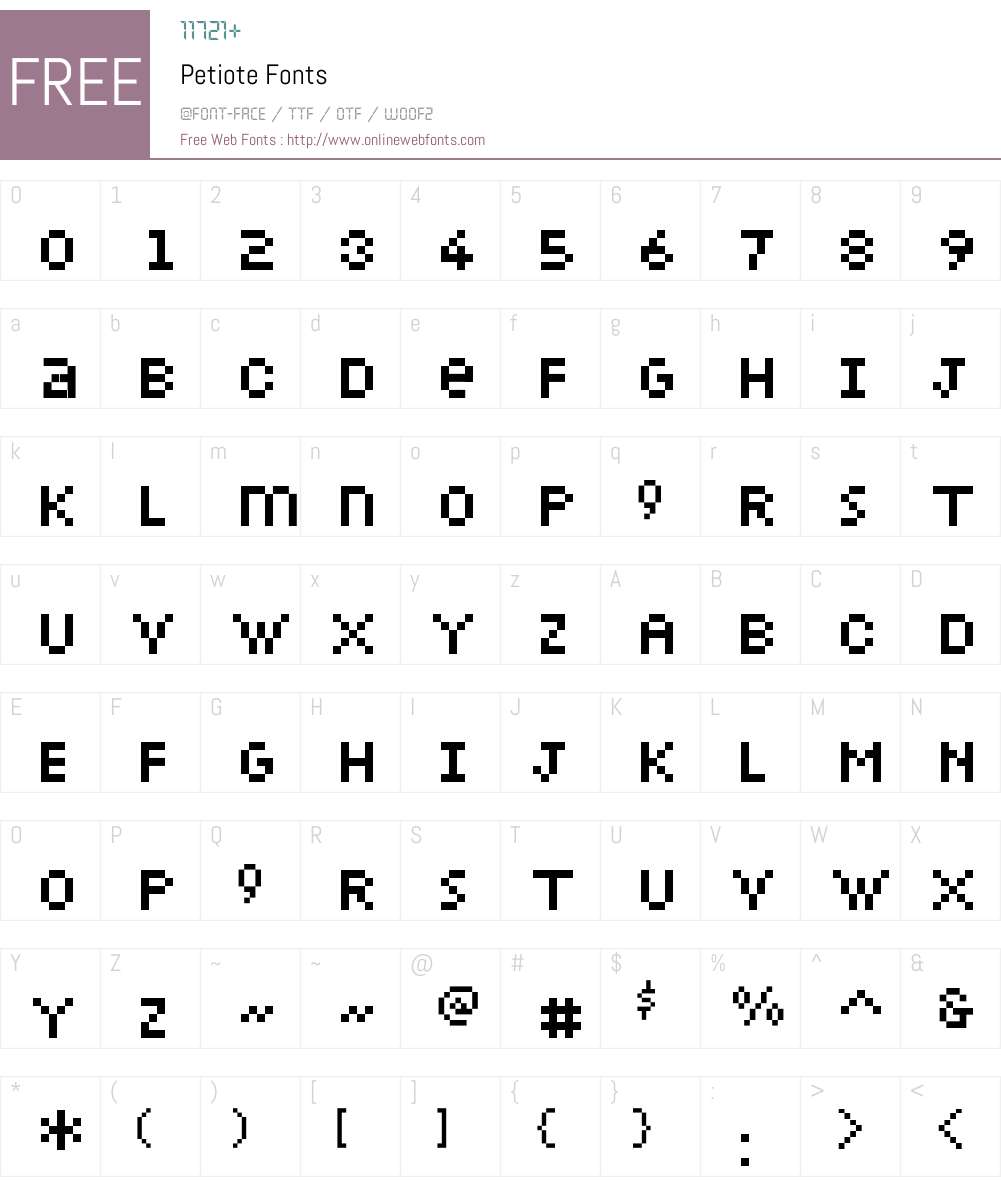 Petiote Font Screenshots
