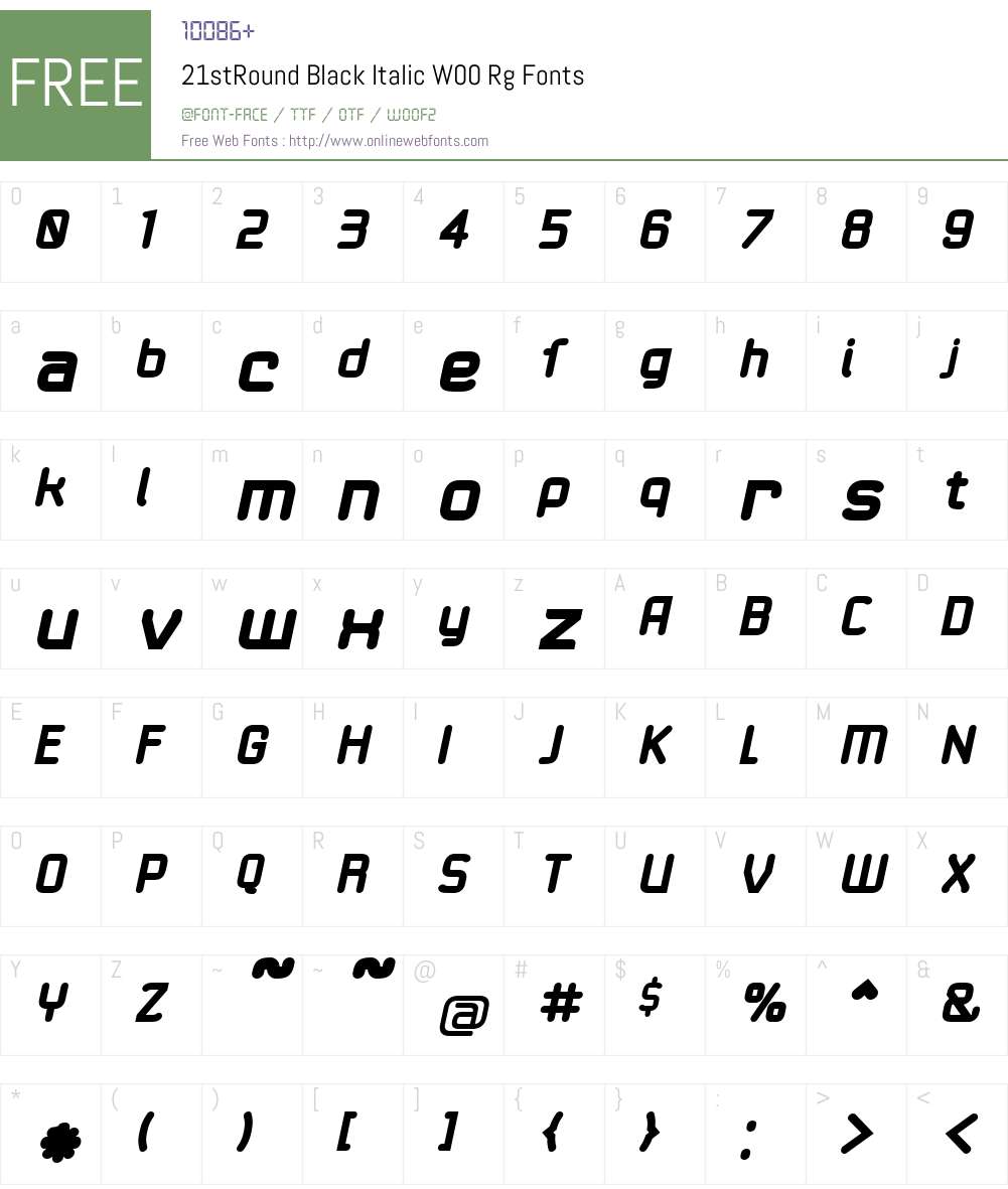 21stRound Black Italic Font Screenshots