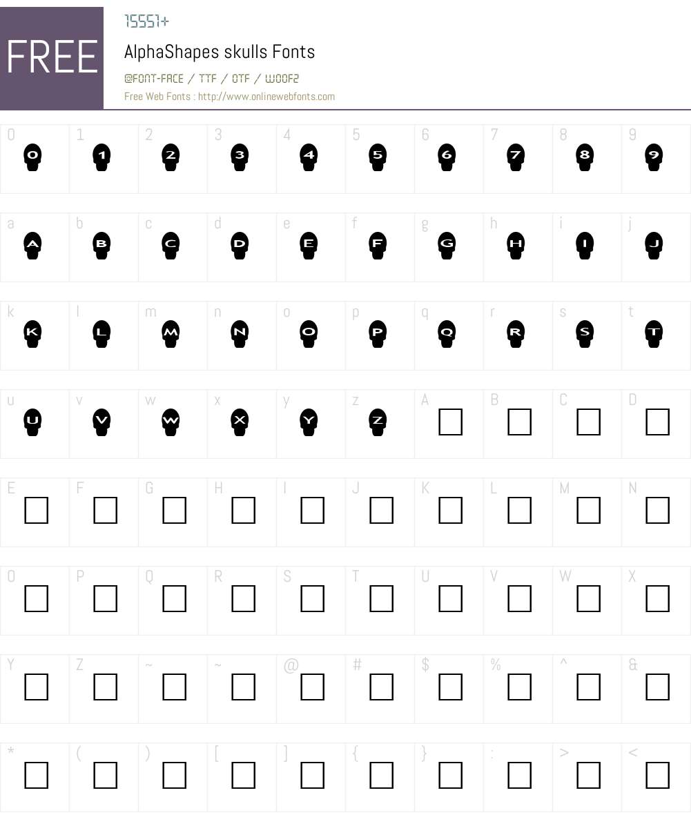 AlphaShapes skulls Font Screenshots