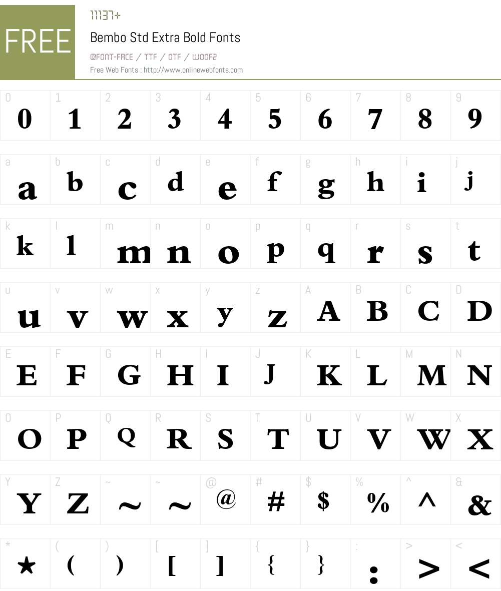 Bembo Std Font Screenshots