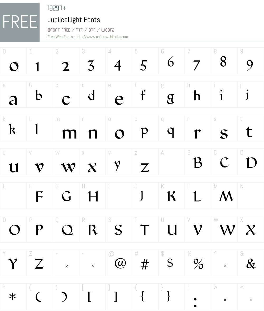 JubileeLight Font Screenshots