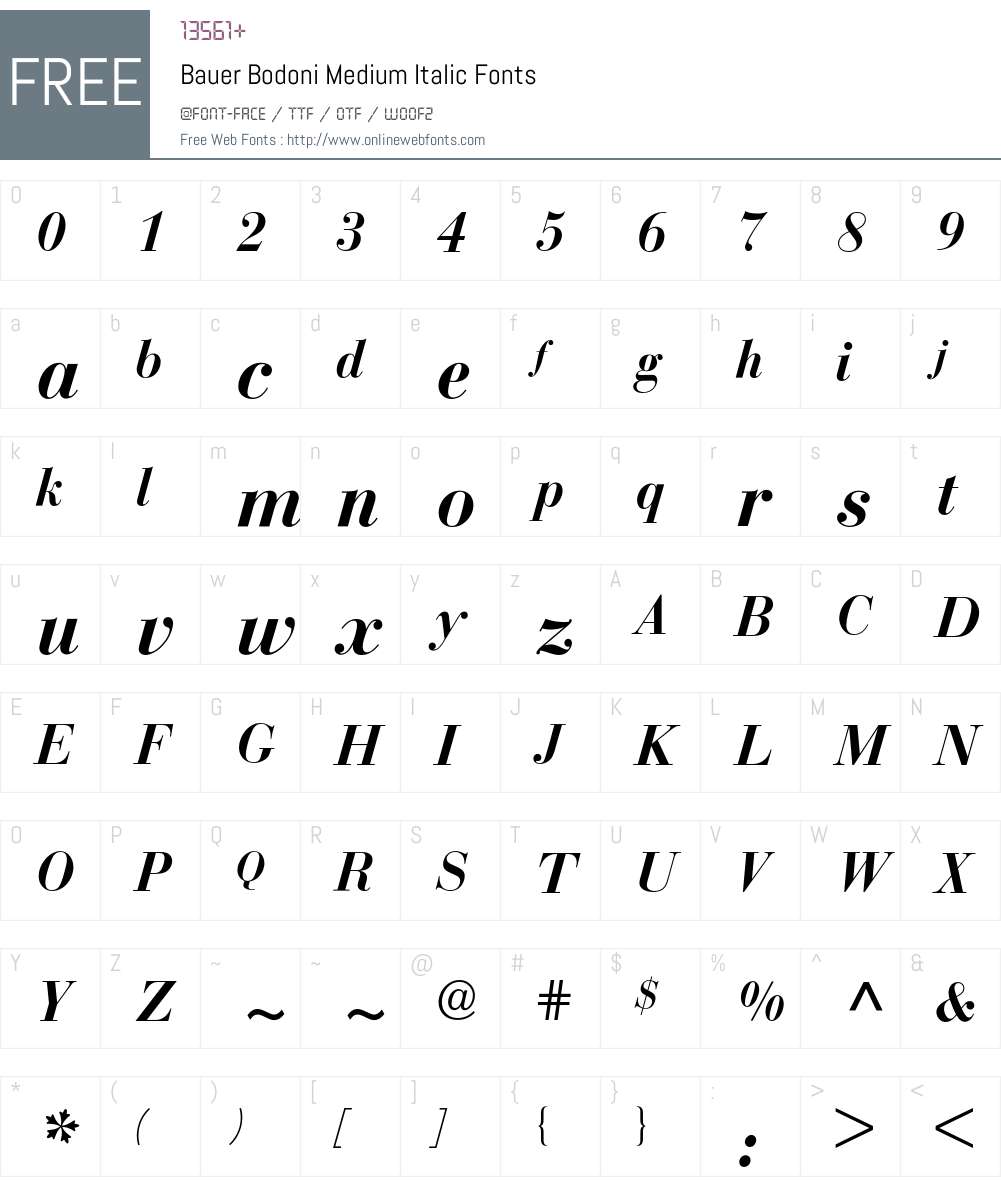 Bodoni Bauer BQ Font Screenshots