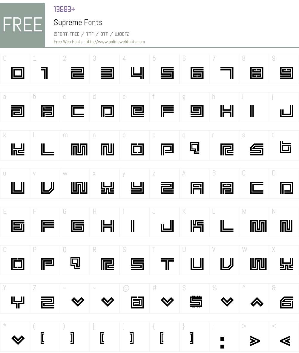 Supreme Font Screenshots