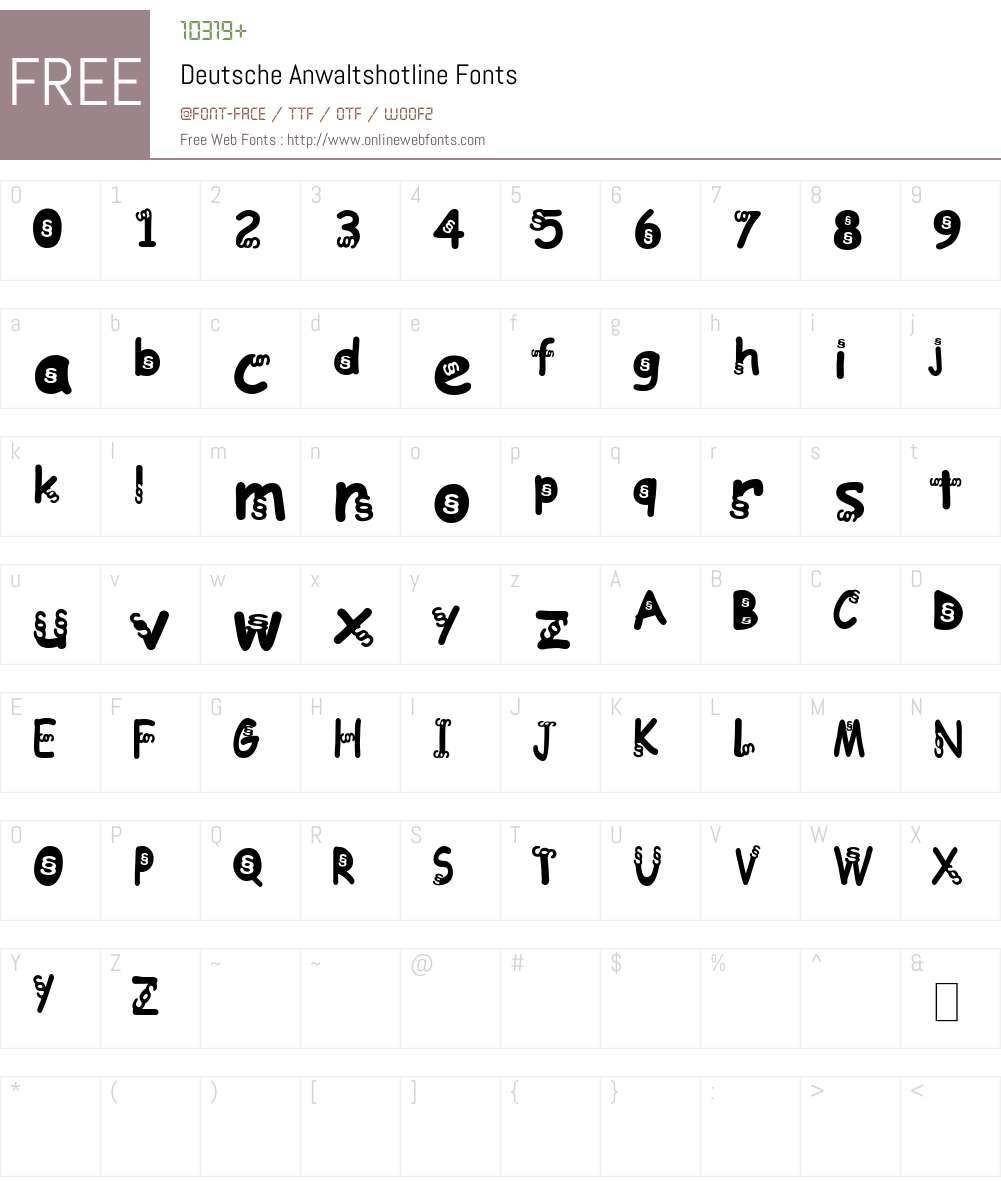 Deutsche Anwaltshotline Font Screenshots