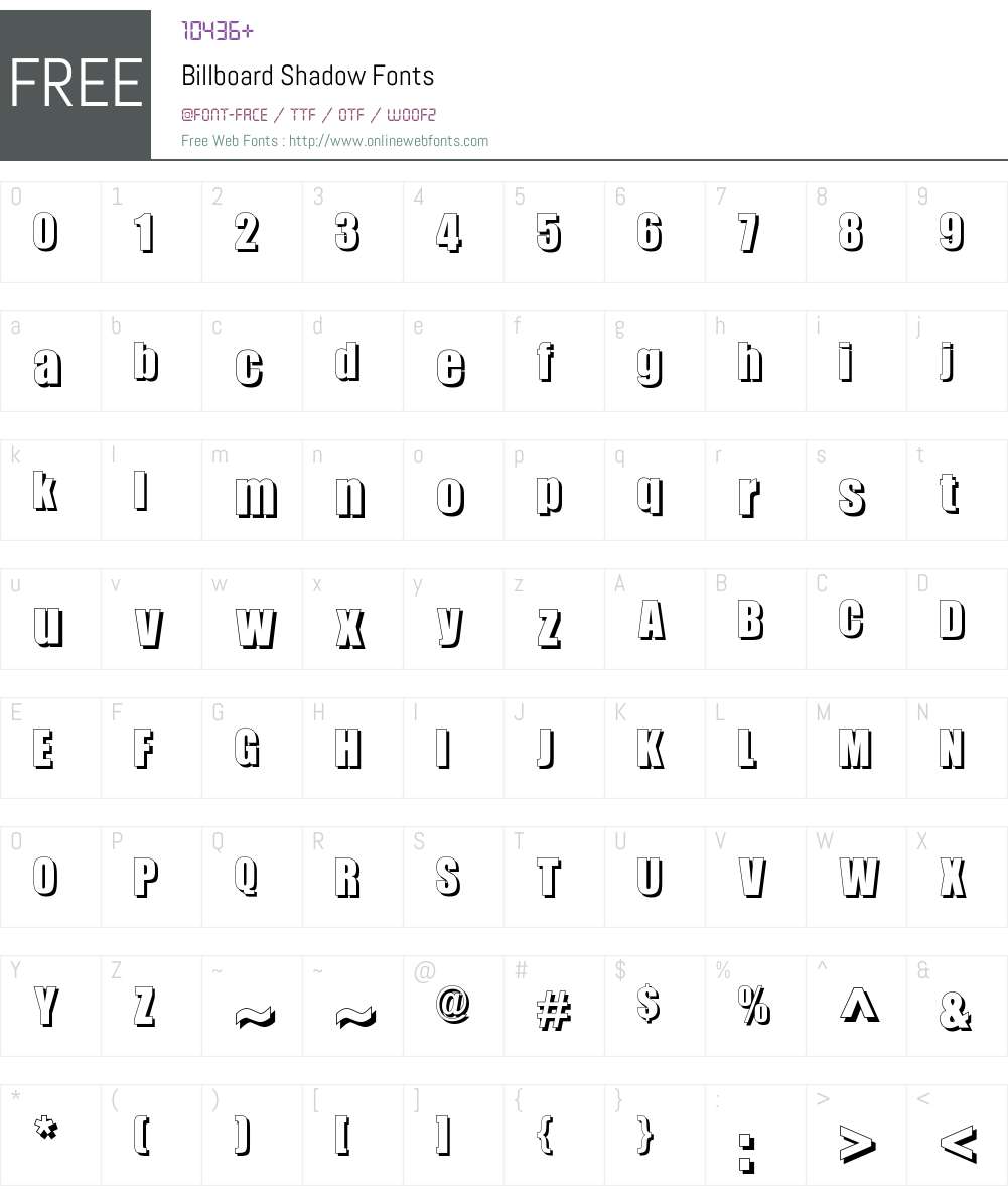 Billboard Shadow Font Screenshots