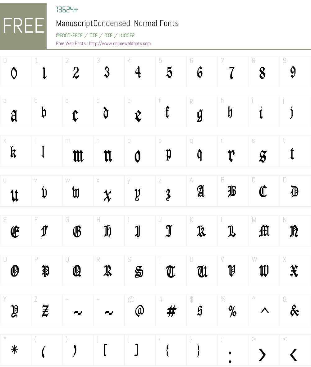 ManuscriptCondensed Font Screenshots