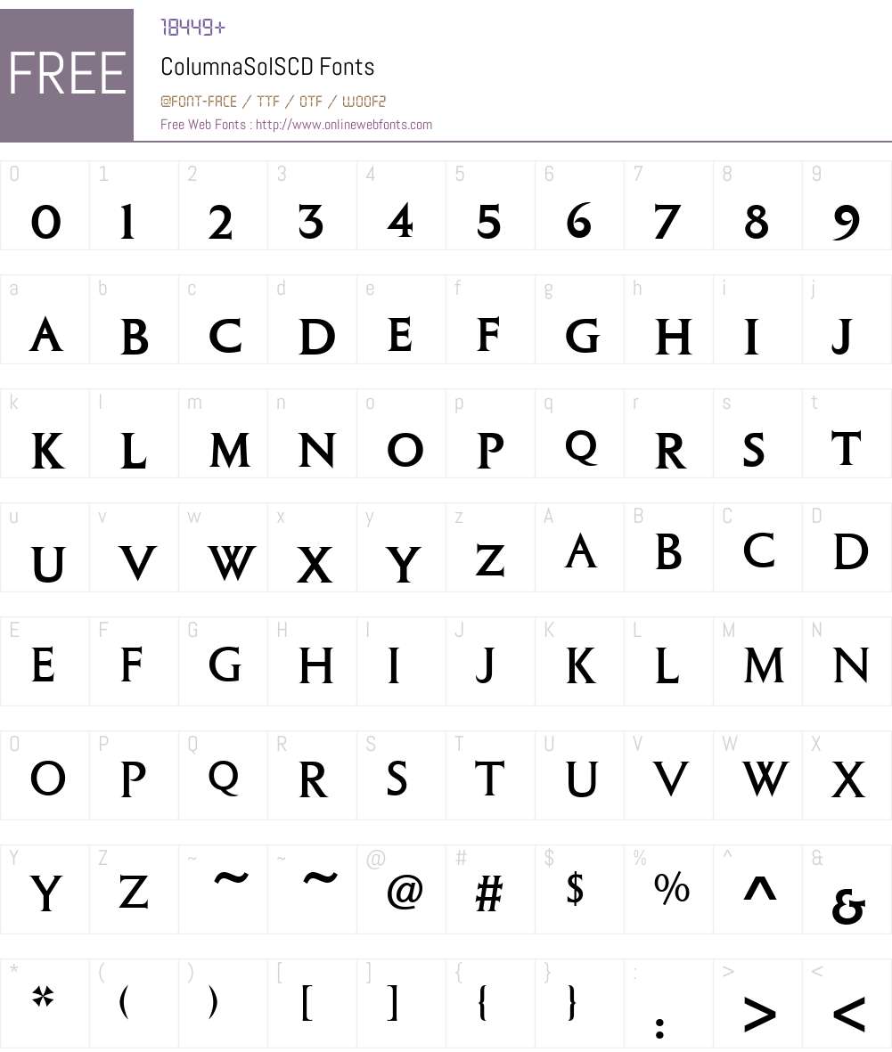 ColumnaSolSCD Font Screenshots