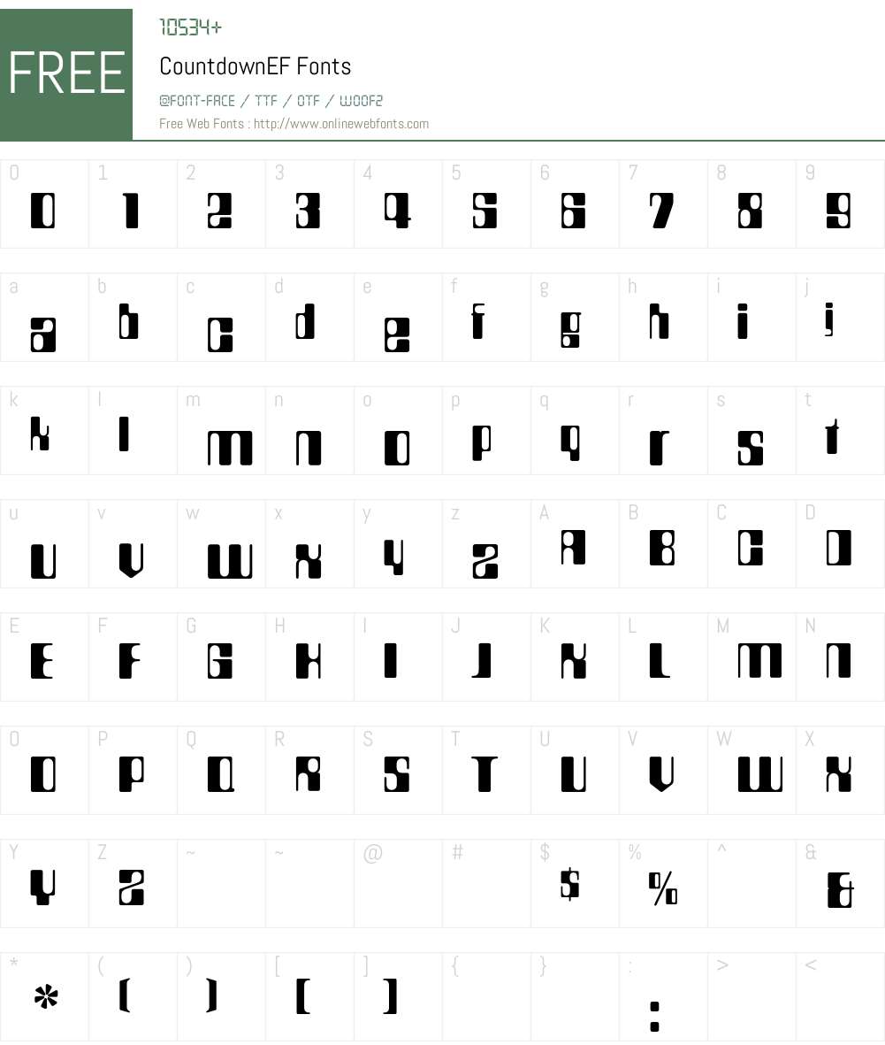 CountdownEF Font Screenshots